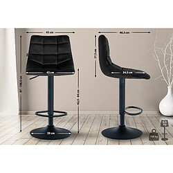 Decoshop26 Lot de 2 tabourets de bar en velours noir base métal noir réglable en hauteur et repose-pieds TDB10628