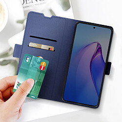 Avis Avizar Étui pour Oppo Reno 8 5G Portefeuille Support Finition Striée Bleu Nuit / Gris