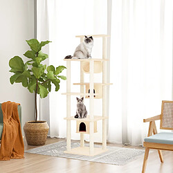 vidaXL Arbre à chat avec griffoirs en sisal Crème 169 cm