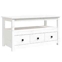 vidaXL Table basse Blanc 102x49x55 cm Bois massif de pin