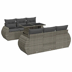 vidaXL Salon de jardin avec coussins 7 pcs gris résine tressée