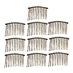 10pcs bricolage vide en métal pinces à cheveux peigne latérale 12 accessoires de cheveux de dents bronze