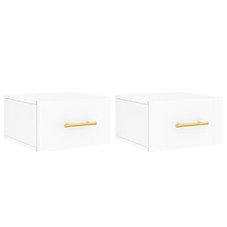 Maison Chic Lot de 2 Tables de Chevet murales - Tables de Nuit blanc 35x35x20 cm