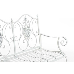 Decoshop26 Banc de jardin balcon terrasse style rustique largeur 116 cm en métal blanc 10_0002928 pas cher