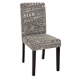 Mendler Lot de 4 chaises de séjour Littau ~ tissu gris words fabric, pieds foncés