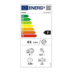 Lave-vaisselle pose libre BRANDT 6 Couverts 55cm F, BRANDTDFC6519B