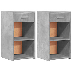 vidaXL Tables de chevet 2 pcs gris béton 35x34x65 cm bois ingénierie