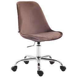 Decoshop26 Chaise de bureau sur roulettes en tissu velours marron BUR10349