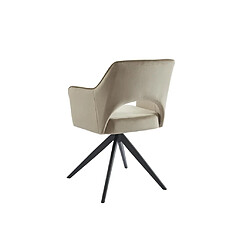 Avis Vente-Unique Lot de 6 chaises pivotantes avec accoudoirs en velours et métal noir - Beige - KONYA