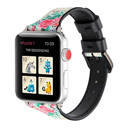 Avis Wewoo Lettre T Forme Simple Floral Bracelet de montre en cuir véritable avec boucle en acier inoxydable pour Apple Watch séries 3 et 2 et 1 38mm (Jaune)