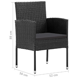 vidaXL Ensemble à manger de jardin 7 pcs Noir pas cher