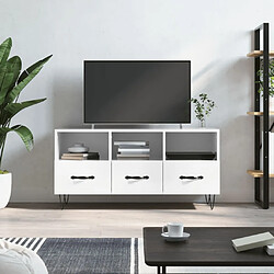 Maison Chic Meuble TV scandinave - Banc TV pour salon Blanc brillant 102x36x50 cm Bois d'ingénierie -MN22829