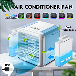 Universal Mini climatiseur portable 7 lumières de couleur humidificateur purificateur refroidisseur de bureau USB ventilateur avec 2 réservoirs d'eau pour la salle de bureau