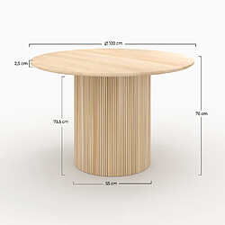 Rendez Vous Deco Table ronde 4 personnes Agathe en bois de manguier