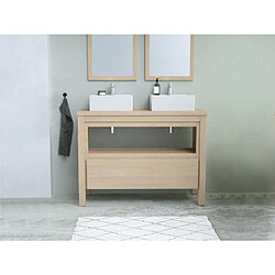 Vente-Unique Meuble de salle de bain avec double vasque à poser - Placage chêne - 120 cm - COSMOTI