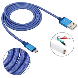 Wewoo Câble bleu pour Samsung Galaxy S6 / S5 / S IV, LG, HTC, Longueur: 1m Net Style Haute Qualité Métal Tête Micro USB vers USB Données / de Recharge