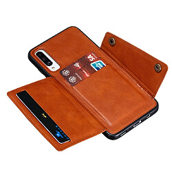 Wewoo Coque Rigide Pour Galaxy A70s Etui de protection magnétique antichoc en PU + TPU avec fentes cartes Marron pas cher