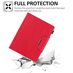 Etui en PU avec support et porte-cartes rouge pour votre Apple iPad Pro 12.9 pouces (2021)/(2020)/(2018)