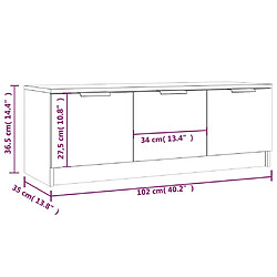 vidaXL Meuble TV Sonoma gris 102x35x36,5 cm Bois d'ingénierie pas cher