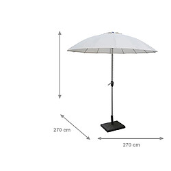 Alter Parasol en aluminium à manivelle, tissu polyester écru et structure couleur anthracite, diamètre 2,7 m