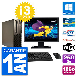 PC Lenovo M82 SFF Ecran 22" Intel i3-3220 RAM 16Go Disque 250Go Windows 10 Wifi - Occasion