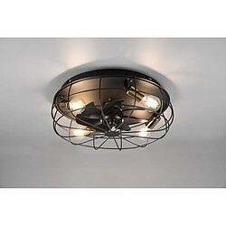 Ventilateur de plafond Trondheim moderne à 4 lumières, noir mat, télécommande