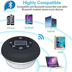 Chrono Douche radio haut-parleur bluetooth 5.0, musique de salle de bain sans fil étanche avec aspiration microphone FM appel mains libres 10 heures affichage de l'horloge LCD lecture de la carte SD iPhone iPad Samsung(Noir) pas cher