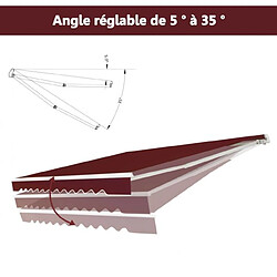 Helloshop26 Store banne de balcon rétractable 3 x 2,5m tissu résistant aux uv et à l'eau angle réglable 5-35° vin rouge 20_0009288