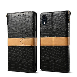 Wewoo Housse Coque Étui en cuir à rabat horizontal PU avec texture pour femme simili iPhone XRavec porte-monnaie et supportfentes cartes et lanière noir