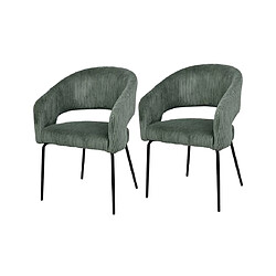 Lisa Design Miranda - lot de 2 chaises - kaki - en velours côtelé