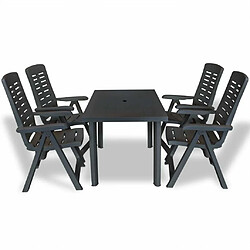 Maison Chic Mobilier à dîner 5 pcs de jardin - Ensemble table et chaises d'extérieur - Salon/Mobilier de jardin classique Plastique Anthracite -MN75931