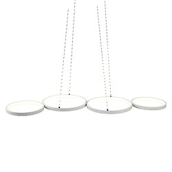 NETTLIFE Suspension LED Blanc Moderne Diam.88cm Lampe de salle à manger 4 Anneaux Design Métal Dimmable avec Télécommande pour Salon Chambre 