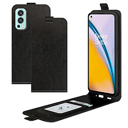 Coque en TPU + PU crazy horse avec porte-cartes noir pour votre OnePlus Nord 2 5G