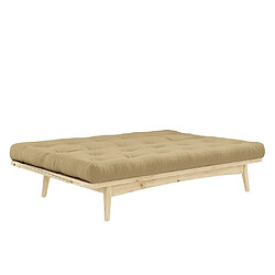 Acheter Inside 75 Banquette futon FOLK en pin massif coloris beige blé couchage 130 x 190 cm.