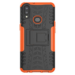 Wewoo Coque Pour Galaxy A10s Texture de pneu TPU antichoc + PC Housse de protection avec support Orange