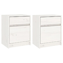 Maison Chic Lot de 2 Tables de chevet - Tables de Nuit Blanc 40x31x50 cm Bois de pin massif