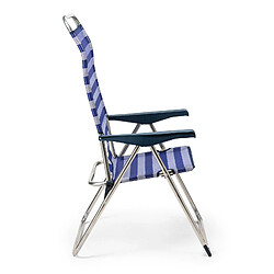 Avis Chaise de Plage Pliante Solenny 5 Positions Dossier Ergonomique Bleu Blanc 67x63x114 cm