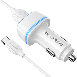 Chargeur de voiture Hoco BZ14 PD 12W Pour USB to Type-C Blanc