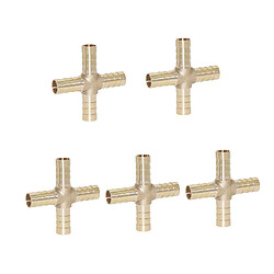 Acheter 5 pcs croix tuyau barb 4 voies en laiton barbelé raccords adaptateur de raccord 8mm