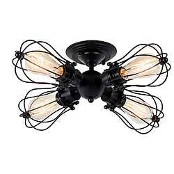 Stoex Rétro Plafonnier 4 lumières Métal Vintage Plafonnier Industrie Suspension Industrielle pour Salon Chambre Café Bar Restaurent Chambre Réfectoire - Noir