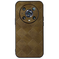 Coque en TPU + PU texture la grille vert pour votre Honor Magic4 Pro