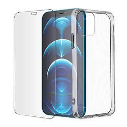 Avizar Coque Apple iPhone 12 Pro Max Souple et Film Verre Trempé Dureté 9H transparent