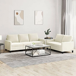 Maison Chic Ensemble de canapés 2 pcs avec coussins, Canapé droit Sofa pour Salon Crème Velours -GKD334115