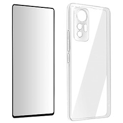 Avizar Coque Xiaomi 12 Lite Silicone et Film Verre Trempé 9H Contour noir