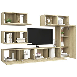 Avis Maison Chic Ensemble de meubles TV 6 pcs | Banc TV Moderne pour salon | Meuble de Rangement - Chêne sonoma Aggloméré -MN45295