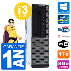 PC Dell OptiPlex 990 DT Intel Core i3-2120 RAM 8Go Disque 1To Windows 10 Wifi - Occasion