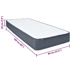 vidaXL Matelas de sommier à lattes 160x80x20 cm tissu pas cher