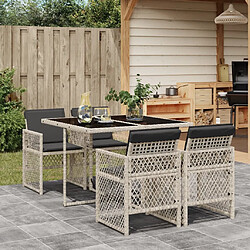 vidaXL Ensemble à manger de jardin et coussins 5 pcs gris clair rotin 