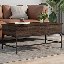 Maison Chic Table basse pour salon | Table à café chêne marron 100x50x45cm bois d'ingénierie et métal -GKD59694