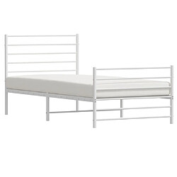 Acheter vidaXL Cadre de lit métal sans matelas avec pied de lit blanc 75x190cm